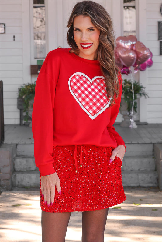 Gingham Heart Luxe Pullover
