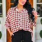 PREORDER- Sloane Button Up Top- Burgundy Gingham