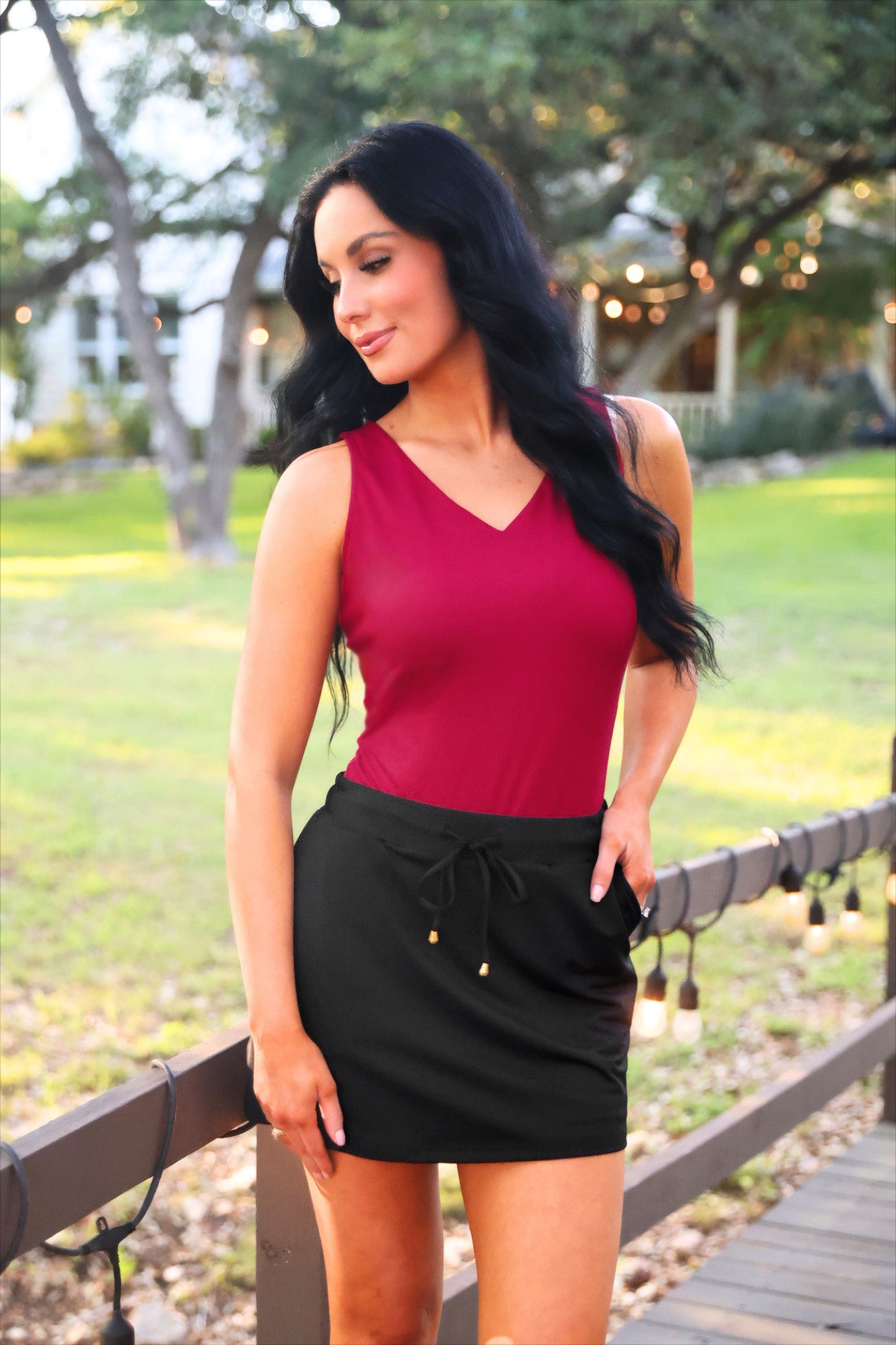 PREORDER- Haven V-Neck Bodysuit- Burgundy