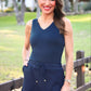PREORDER- Haven V-Neck Bodysuit- Navy