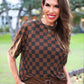 Emma Mesh Tee- Black and Chocolate Checkered