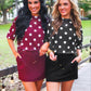 Emma Mesh Tee- Burgundy Polka Dot