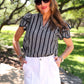PREORDER- Layla Striped Flutter Sleeve Blouse- Black