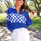 PREORDER- End Zone Checkered Pullover- Blue