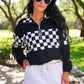 PREORDER- End Zone Checkered Pullover- Black