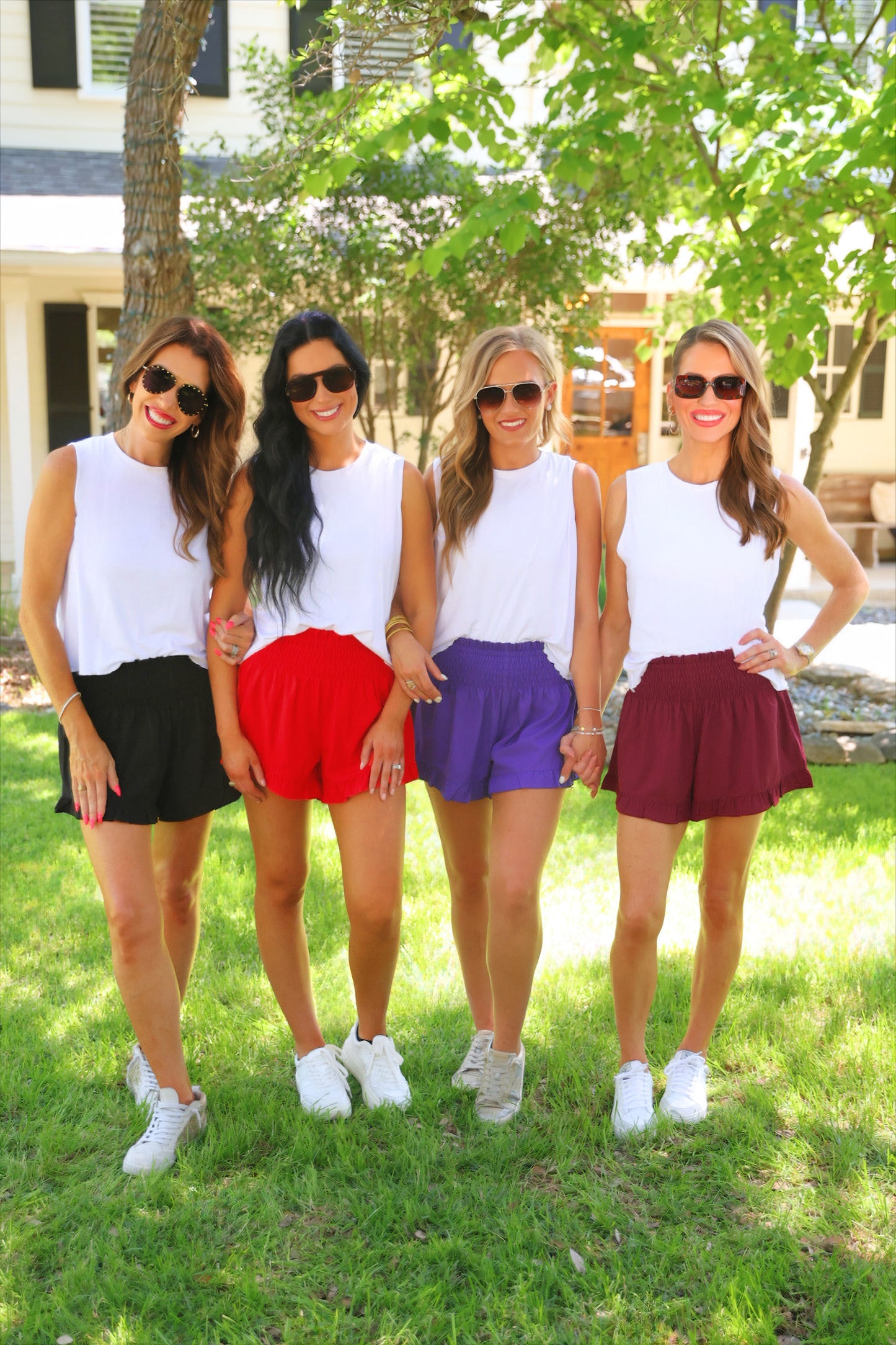 PREORDER- Sunny Strolls High Waisted Shorts- Red