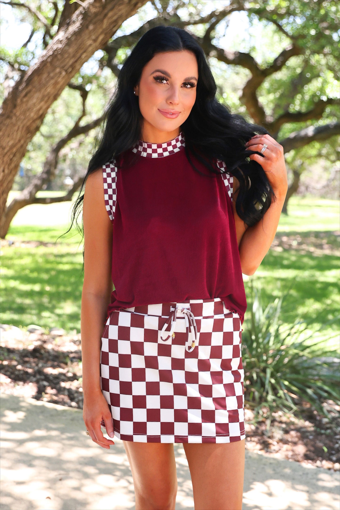 PREORDER- Checkmate Ribbed Tank- Maroon