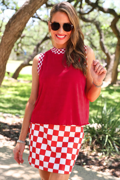 PREORDER- Checkmate Ribbed Tank- Red