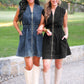 PREORDER- Refined Denim Zipper Dress- Black