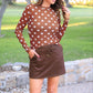 PREORDER- Kate Mesh Top- Chocolate Polka Dot