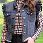 PREORDER- Jordan Ruffle Denim Vest- Black Denim