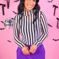 PREORDER- Keigan Mesh Top- Black/White Stripes