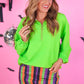 PREORDER- Levi Ribbed Quarter Zip Pullover- Neon Green