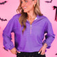 PREORDER- Levi Ribbed Quarter Zip Pullover- Purple