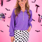 PREORDER- Levi Ribbed Quarter Zip Pullover- Purple