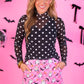 PREORDER- Keigan Mesh Top- After Dark Polka Dot