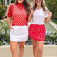 Kora Short Sleeve Mesh Top- Red Polka Dot