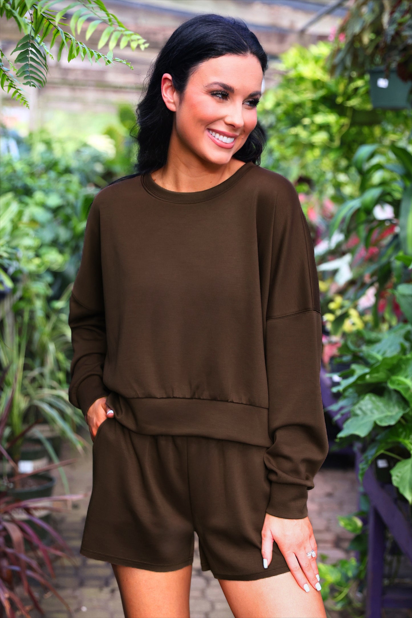 PREORDER- Luna Luxe Pullover Set- Chocolate