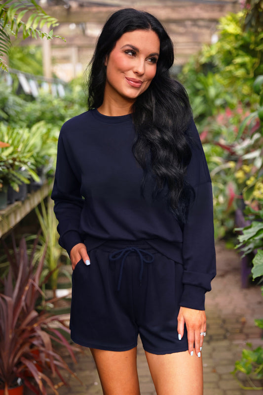 PREORDER- Luna Luxe Pullover Set- Navy