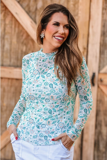 Kate Mesh Top- Western Paisley