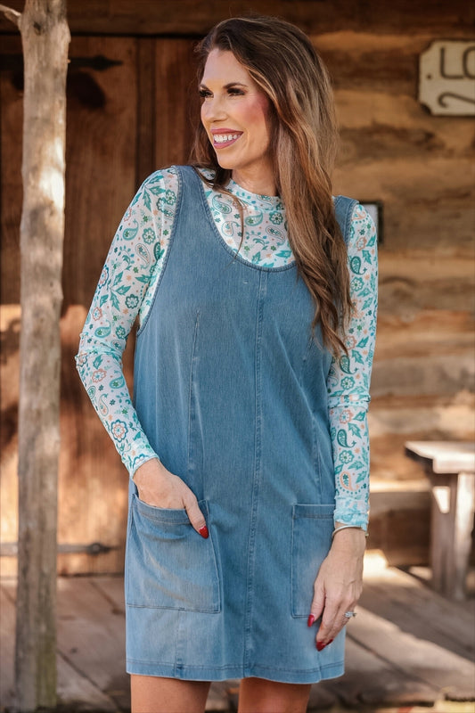 Meadow Refined Denim Jumper Dress