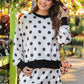 Printed Terry Skort Set- Black/White Polka Dot