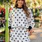 Printed Terry Skort Set- Black/White Polka Dot