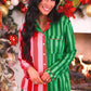 Christmas Stripes Ruffle Pajama Set