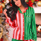 Christmas Stripes Ruffle Pajama Set