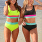 Shades of Summer Two Piece Swimsuit- Neon Lime