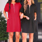 PREORDER- Ezra Textured Zipper Dress- Red