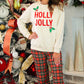 PREORDER- Just Vibing Denim Pants- Red Christmas Plaid
