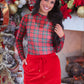 PREORDER- Keigan Mesh Top- Red Christmas Plaid