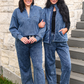 PREORDER- Refined Denim Wide Leg Pants- Light Wash
