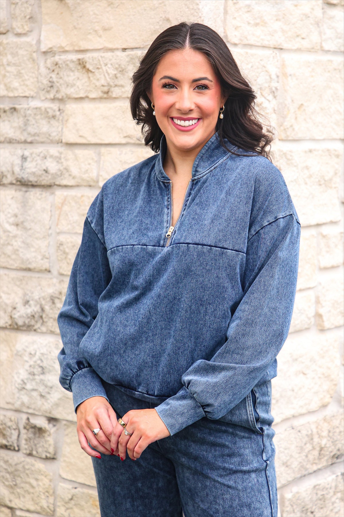 PREORDER- Refined Denim Quarter Zip Pullover