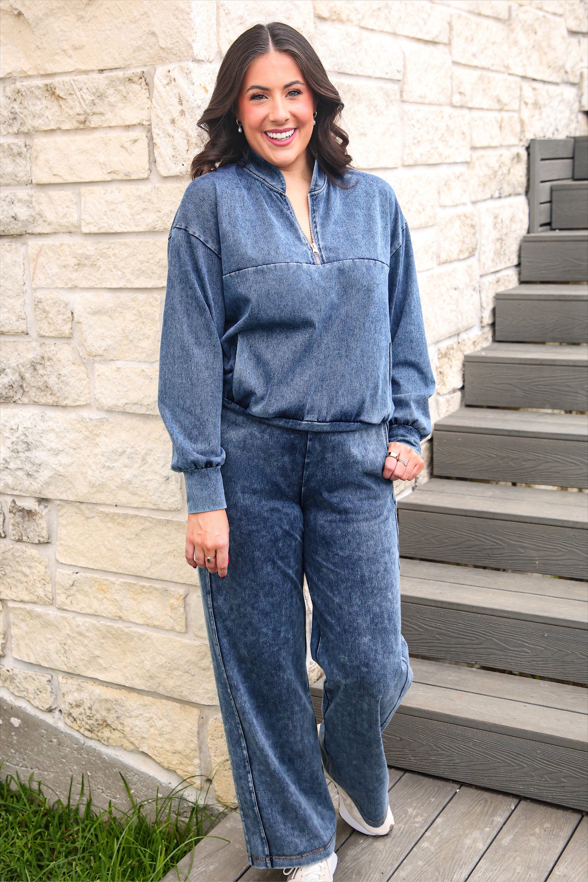 PREORDER- Refined Denim Wide Leg Pants- Light Wash