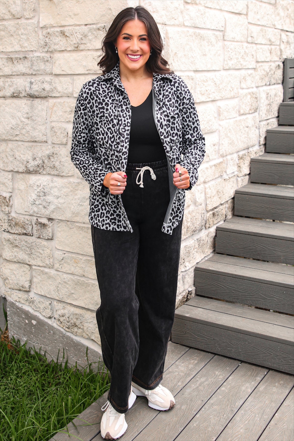 PREORDER- Refined Denim Wide Leg Pants- Black
