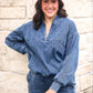 PREORDER- Refined Denim Quarter Zip Pullover