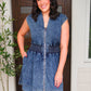 Refined Denim Zipper Dress- Light Wash