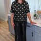 PREORDER- Polka Dot Pop Sequin Top- Black/Silver