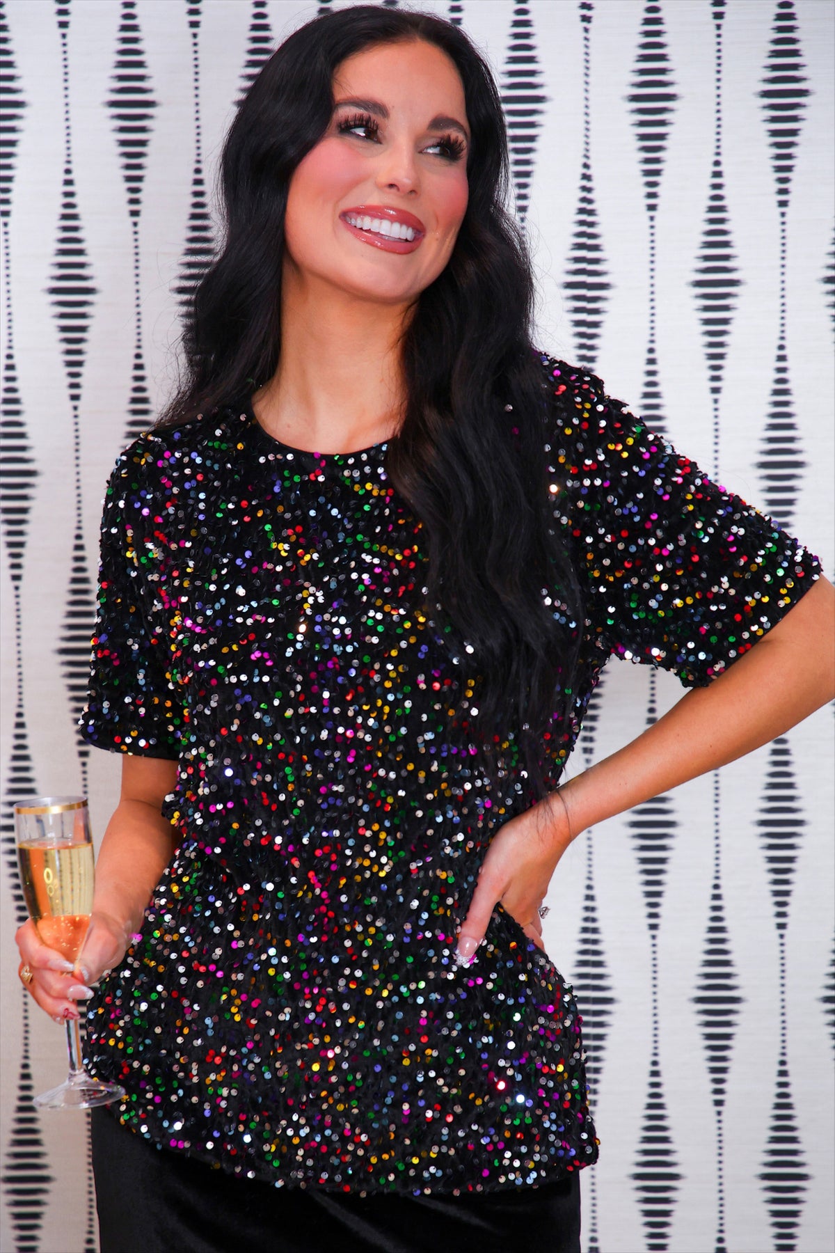 PREORDER- Multi Color Velvet Sequin Tee