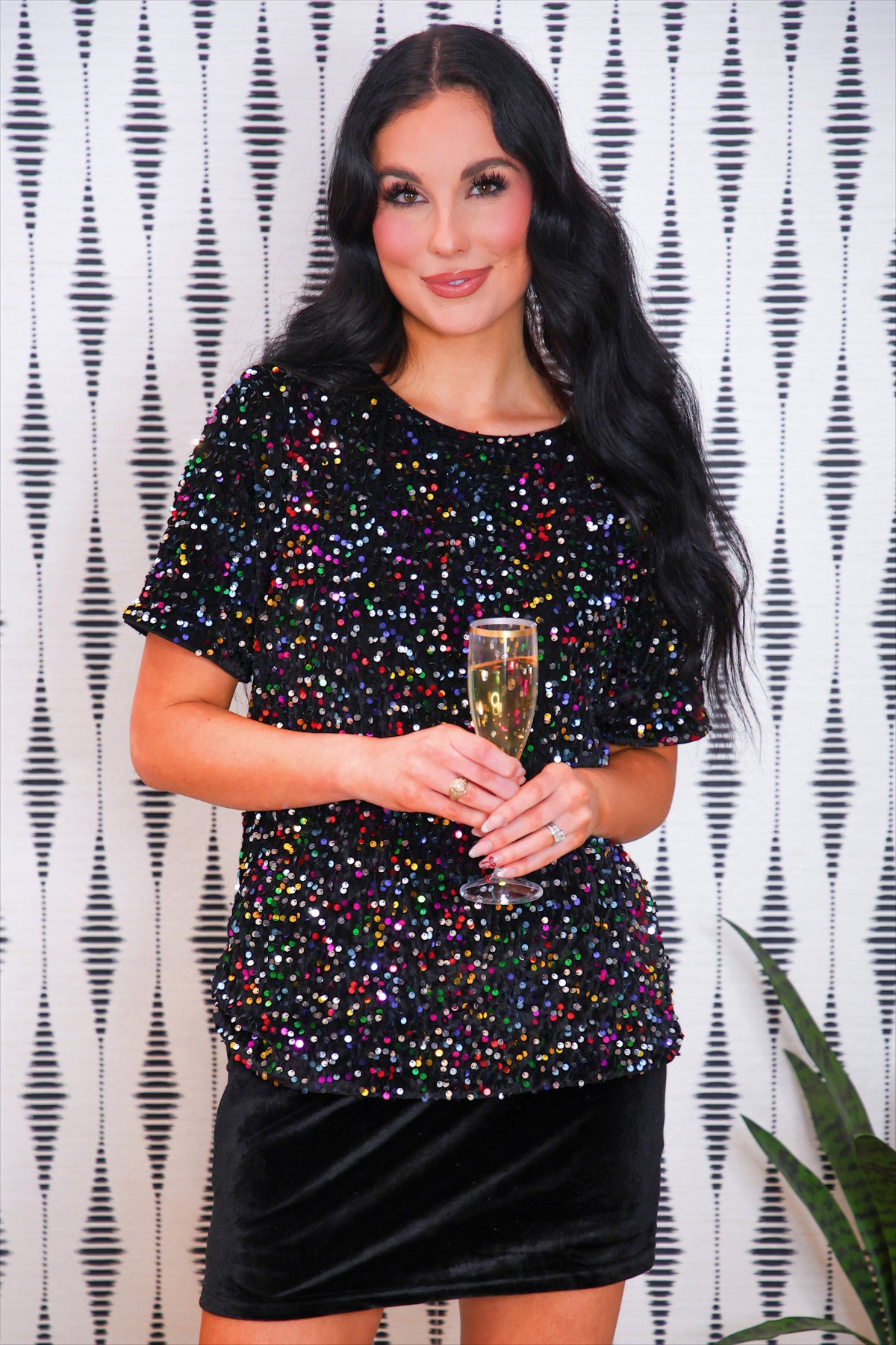 PREORDER- Multi Color Velvet Sequin Tee