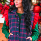 PREORDER- Navy Christmas Plaid Puffer Vest