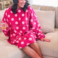 Cozy Blanket Hoodie- Magenta Polka Dot