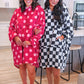 Cozy Blanket Hoodie- Magenta Polka Dot