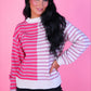 PREORDER- Nikki Color Block Sweater- Pink Stripe