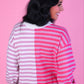 PREORDER- Nikki Color Block Sweater- Pink Stripe