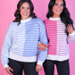 PREORDER- Nikki Color Block Sweater- Blue Stripe