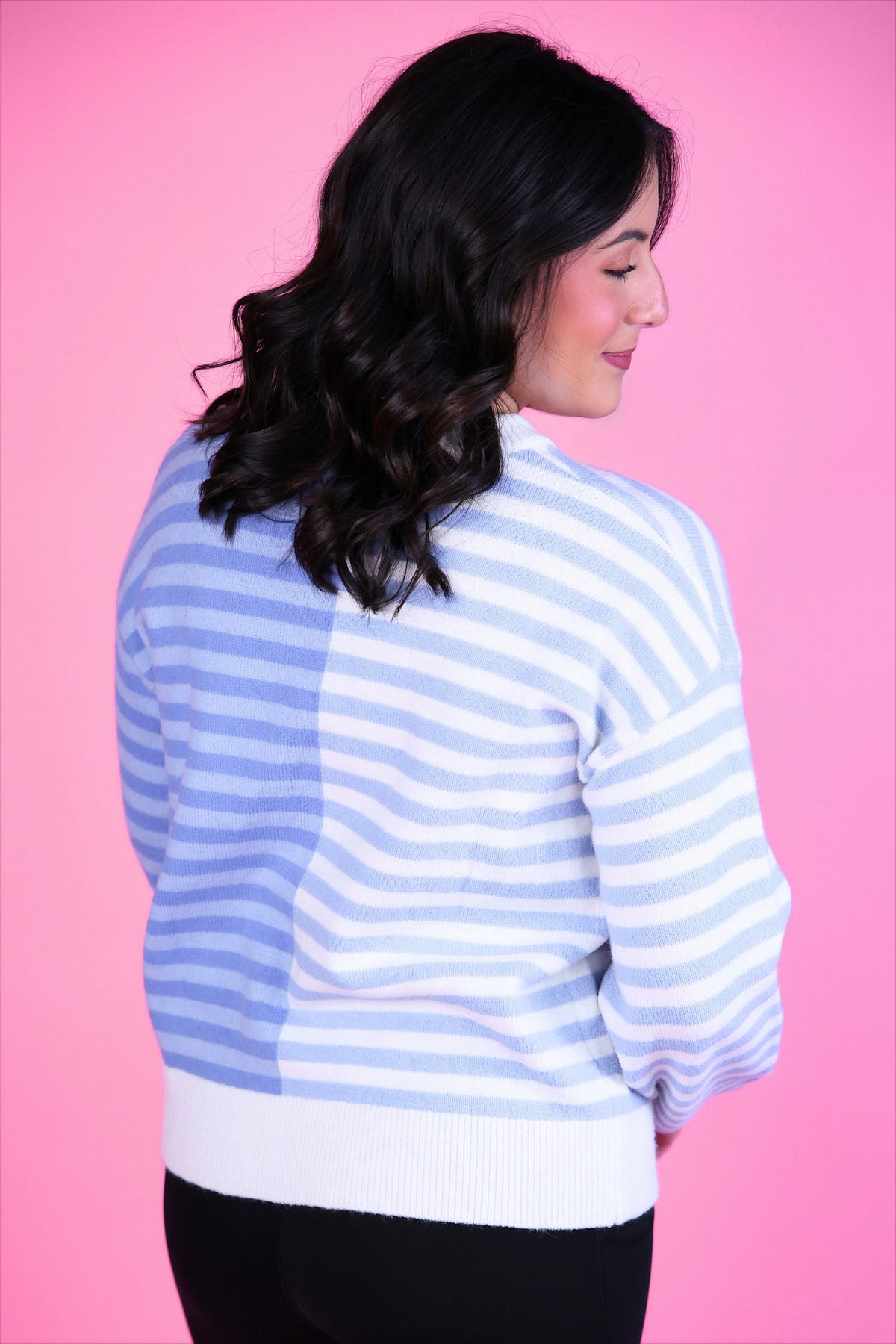 PREORDER- Nikki Color Block Sweater- Blue Stripe