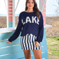 Striped Nova Denim Skirt- Navy